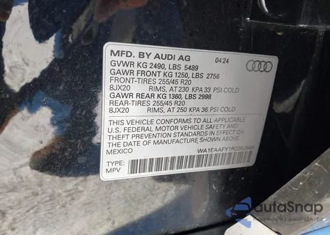 2024 Audi Q5 Premium Plus 45 Tfsi S Line Quattro z USA, uszkodzony, nr VIN WA1EAAFY1R2092849